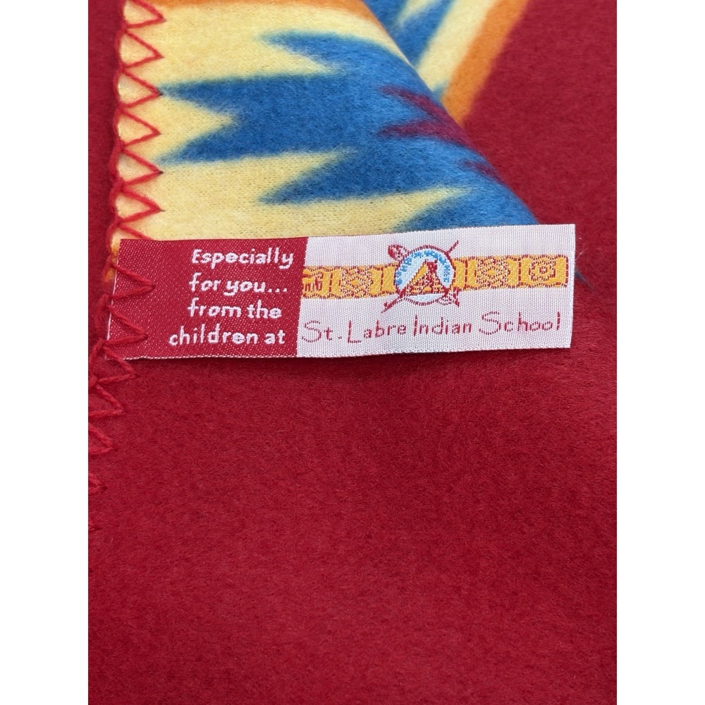 NWOT St Labre Indian School Native American Fleece Blanket Throw Southwest Red - Picture 2 of 6